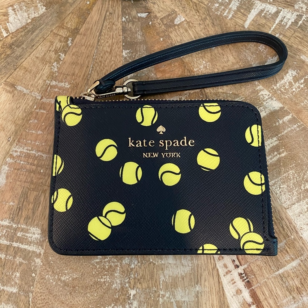 Kate spade tossed tennis ball printed blazer blue wallet wristlet 🎾